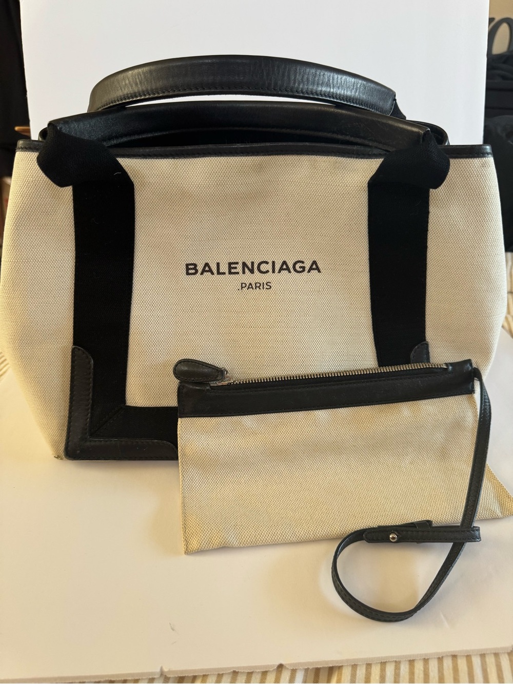 Balenciaga Navy Cabas Tote